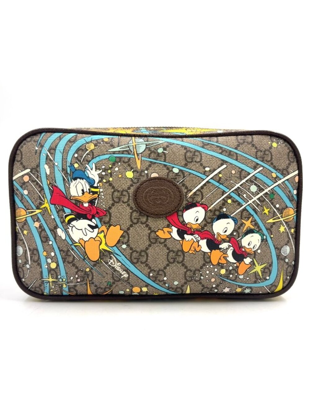 Gucci GG Supreme Disney Donald Duck Waist Bag Leather Brown Multicolor Gold